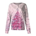 Women's Christmas Snaps Front WarmUp Jacket Christmas Tree Graphic
