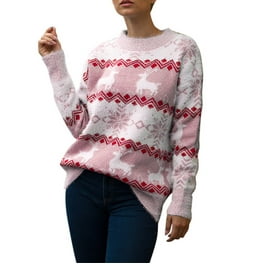 Christmas Snowflake Fawn Long Sleeve Sweaters Christmas Snowflake Fawn Long Sleeve Sweaters