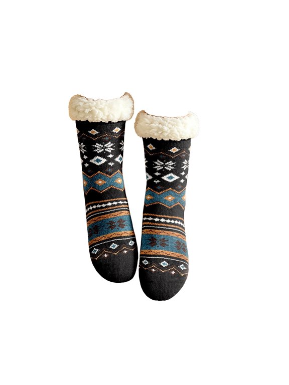 Women's Christmas Snowflake Pattern Crew Socks Warm Cozy Winter Socks Home Winter Holiday Socks