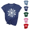 thumbnail image 1 of Women's Christmas Snowflake Tshirt Shirts 2025 Short Sleeve Crewneck Holiday Xmas Graphic Tees, 1 of 1