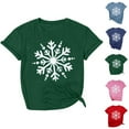 thumbnail image 1 of Women's Christmas Snowflake Tshirt Shirts 2025 Short Sleeve Crewneck Holiday Xmas Graphic Tees, 1 of 1