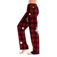 thumbnail image 1 of Women's Christmas Snowflakes and Trees Print Plush Pajama Pants, Soft and Comfortable Home Wear Trousers for Winter, Casual Sleepwear with Elastic Waist,Deep Red,2XL, 1 of 7