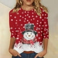 thumbnail image 1 of Women's Christmas Snowman Printed Round Neck Three Quarter Sleeve Casual T Shirt Top Short Sleeve Athletic Shirt Womens Athletic Tee Shirts Short Sleeve for Women Casual Womens Tee Shirts Short Sleeve, 1 of 3
