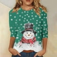 thumbnail image 1 of Women's Christmas Snowman Printed Round Neck Three Quarter Sleeve Casual T Shirt Top Short Sleeve Athletic Shirt Womens Athletic Tee Shirts Short Sleeve for Women Casual Womens Tee Shirts Short Sleeve, 1 of 3