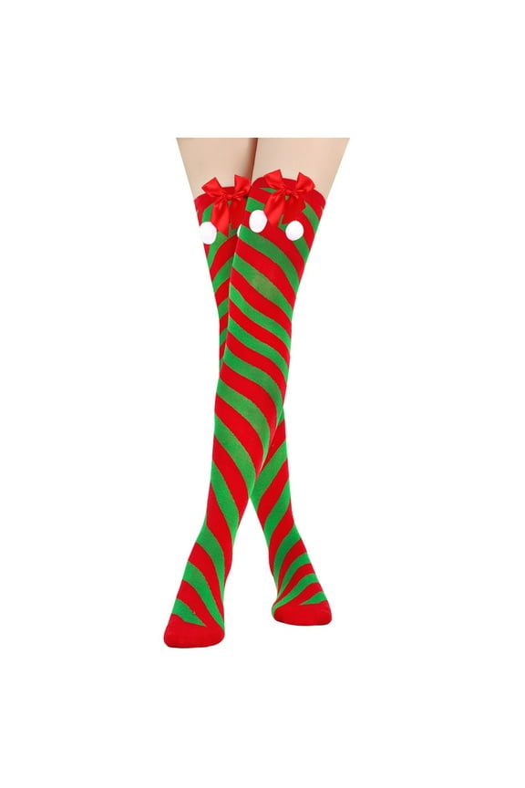 Women's Christmas Socks Fashion Three-Dimensional Christmas Knee High Sock Striped Candy and Cute Accessories Winter Warm Christma Socks