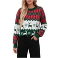 thumbnail image 1 of Women's Christmas Sweater Cable Knit Long Sleeve Crewneck Pullover Top Red S, 1 of 6