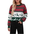 thumbnail image 1 of Women's Christmas Sweater Cable Knit Long Sleeve Crewneck Pullover Top Red XL, 1 of 6