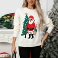 thumbnail image 1 of Women's Christmas Sweater Holiday Graphic Crew Neck Long Sleeve Knit Pullover Top Beige XL, 1 of 9