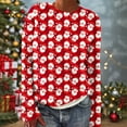 thumbnail image 1 of Women's Christmas Sweater Long Sleeve Crewneck Knitted Pullover Funny Snowflake Santa Knitted Tops Casual Holiday Party Xmas Sweater, 1 of 5
