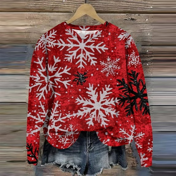 Women's Christmas Sweater, Long Sleeve, Festive Holiday Design, Red, Winter Fashion, Comfortable Fit, Casual Wear
