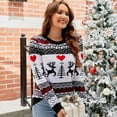 thumbnail image 1 of Women's Christmas Sweaters Classic Print Crewneck Ugly Sweater Xmas Holiday Party Jumper Tops Clothes Knitwear Outfits, 1 of 5