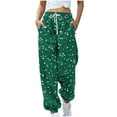 thumbnail image 1 of Women's Christmas Sweatpants Snowflake Print Drawstring Cuffed Ankle Lounge Baggy Joggers with Pockets Green M, 1 of 5