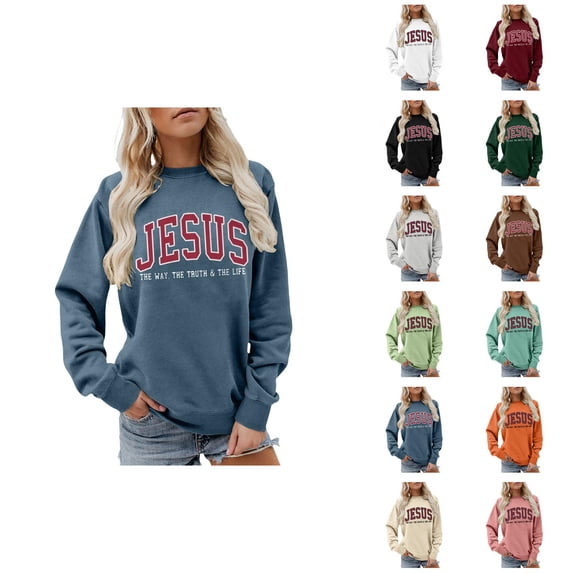 Women's Christmas Sweatshirt 2026 Long Sleeve Crewneck Bible Verse Christian Sweat Shirts Pullover Top