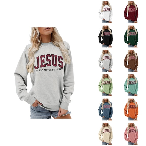 Women's Christmas Sweatshirt 2026 Long Sleeve Crewneck Bible Verse Christian Sweat Shirts Pullover Top