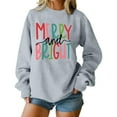 thumbnail image 1 of Women's Christmas Sweatshirt Cheerful Embroidered Sweater Crew Neck Wool Linen Warm Winter Wear, 1 of 10