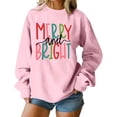 thumbnail image 1 of Women's Christmas Sweatshirt Cheerful Embroidered Sweater Crew Neck Wool Linen Warm Winter Wear, 1 of 9