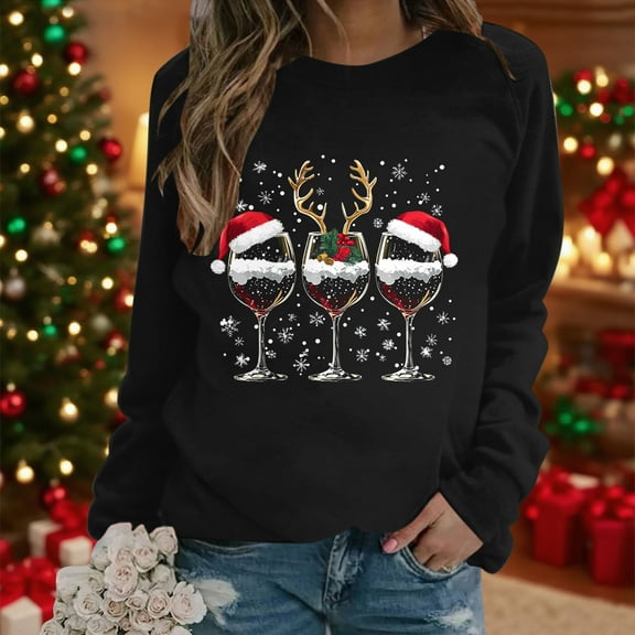 Women's Christmas Sweatshirt Christmas tree Graphic Print Long Sleeve Crewneck Pullover Loose Casual Holiday Party Ugly Xmas Top