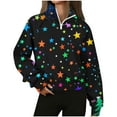 thumbnail image 1 of Women's Christmas Sweatshirt Half Zip Lapel Collar Print Long Sleeve Pullover Tops Green M, 1 of 6