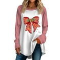 Women's Christmas Sweatshirt Xmas Light Bow Graphic Pullover Tops Long
