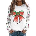 Women's Christmas Sweatshirt Xmas Light Bow Graphic Pullover Tops Long