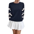 thumbnail image 1 of QSAWXQZ Women's Christmas Bow Sweatshirt Long Sleeve Crewneck Pullover Top for Valentine's Day Date Night Black M, 1 of 8