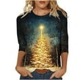 thumbnail image 1 of Women's Christmas Sweatshirts 3/4 Sleeve Shirts Christmas Snowflakes Print Pullover Sweater Blouses Thermal Lounge Warm Tops Spring Outfits 2025 Pullover Fall Winter Christmas Clothes, 1 of 5