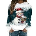 thumbnail image 1 of Women's Christmas Sweatshirts Casual Loose Xmas Snowman Printed Shirts Round Neck Long Sleeve Blouse Merry Christmas Capless Sweatshirt Pullover Top, 1 of 5