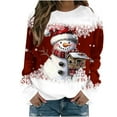 thumbnail image 1 of Women's Christmas Sweatshirts Casual Loose Xmas Snowman Printed Shirts Round Neck Long Sleeve Blouse Merry Christmas Capless Sweatshirt Pullover Top, 1 of 5