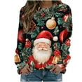 thumbnail image 1 of Women's Christmas Sweatshirts Casual Merry Holiday Long Sleeve Shirts Fashion Xmas Cartoon Printed Blouses Womens Comfortable Crewneck Sweaters Pullover Tops, 1 of 6
