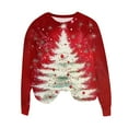 thumbnail image 1 of Women's Christmas Sweatshirts Casual Round Neck Blouses Fashion Christmas Printed Long Sleeves Shirts Cute Xmas Loose Soft Sweatshirt Pullover Tops, 1 of 4