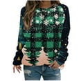 thumbnail image 1 of Women's Christmas Sweatshirts Christmas Elk Print Sweater Tops Crew Neck Fleece Tops Long Sleeve Christmas Patterns Thermal Pullover Sweater Blouses, 1 of 4