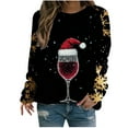thumbnail image 1 of Women's Christmas Sweatshirts Christmas Elk Print Sweater Tops Crew Neck Fleece Tops Long Sleeve Christmas Patterns Thermal Pullover Sweater Blouses, 1 of 4