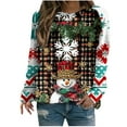 thumbnail image 1 of Women's Christmas Sweatshirts Christmas Elk Print Sweater Tops Crew Neck Fleece Tops Long Sleeve Christmas Patterns Thermal Pullover Sweater Blouses, 1 of 4