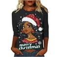 thumbnail image 1 of Women's Christmas Sweatshirts Crew Neck Pullover Sweater Blouses 3/4 Sleeve Tops Xmas Graphic Santa Claus Print Blouse Top Causal Dressy Xmas Holiday Top, 1 of 4