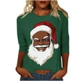 thumbnail image 1 of Women's Christmas Sweatshirts Crew Neck Pullover Sweater Blouses 3/4 Sleeve Tops Xmas Graphic Santa Claus Print Blouse Top Causal Dressy Xmas Holiday Top, 1 of 5