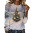 thumbnail image 1 of Women's Christmas Sweatshirts Crew Neck Pullover Sweater Blouses Xmas Santa Claus Print Blouses Tops Long Sleeve Sweater Shirts Merry Christmas Fall Casual Trendy Sweatshirt Pullover Tops, 1 of 5