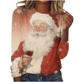thumbnail image 1 of Women's Christmas Sweatshirts Crew Neck Pullover Sweater Blouses Xmas Santa Claus Print Blouses Tops Long Sleeve Sweater Shirts Merry Christmas Fall Casual Trendy Sweatshirt Pullover Tops, 1 of 5