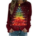 thumbnail image 1 of Women's Christmas Sweatshirts Fall Winter Round Neck Shirts Fashion Christmas Funny Printed Blouses Long Sleeve Sweaters Casual Xmas Holiday Pullover Tops, 1 of 6