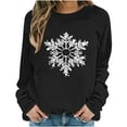 thumbnail image 1 of Women's Christmas Sweatshirts Long Sleeve Crewneck Ribbed Cuffs Holiday Pullover Shirts Black-1 L, 1 of 6