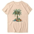 thumbnail image 1 of Women's Christmas Tees Palm Tree Lights Hawaiin Tropical Xmas Watercolor Short Sleeve T-Shirt, 1 of 2