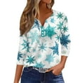 thumbnail image 1 of Women's Christmas Tops 3/4 Length Sleeve T Shirts for Women V Neck Xmas Tree Snowflake Print Henley Shirts Dressy Casual Blouse Plus Size Tops Elbow Sleeve Tunic Tops, 1 of 5