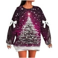 thumbnail image 1 of Women's Christmas Tree Pullover Printed Sweatshirt Santa Claus Graphic Outfits Shining Star Clothing Casual Long Sleeve Shirts Christmas Fashion Sweatshirts, 1 of 5
