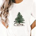 thumbnail image 1 of Women's Christmas Tree Sleigh Graphic T-Shirt Tee Top Festive Holiday Apparel Short Sleeve Crew Neck Casual Wear White S-5XL, 1 of 4