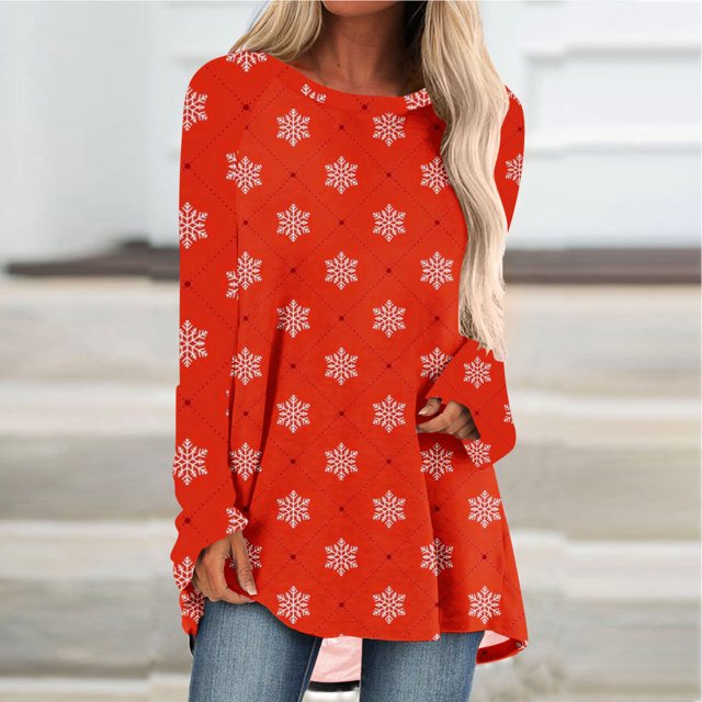 Women's Christmas Tunics,Women Fashion Xmas Graphic Print Long Tunic