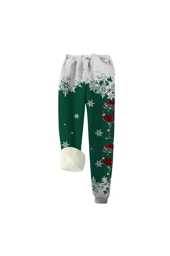 Women's Christmas Velvet Warm Casual Fashion Family Couple Pants