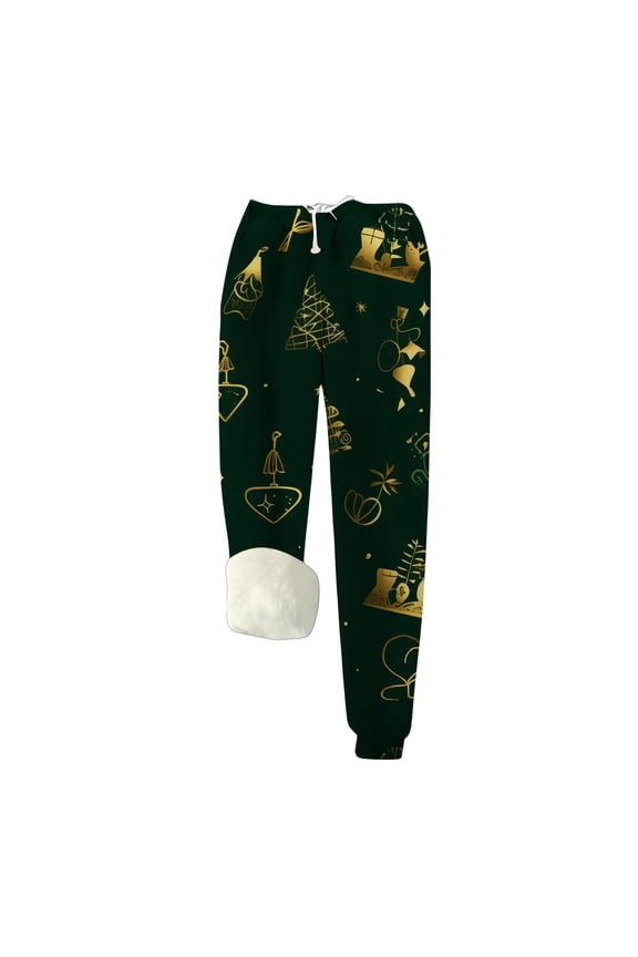 Women's Christmas Velvet Warm Casual Fashion Family Couple Pants