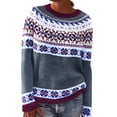 thumbnail image 1 of Women's Christmas Vintage Sweater Long Sleeve Crewneck Chunky Knit Print Pullover Loungewear Dark Gray 4XL, 1 of 4