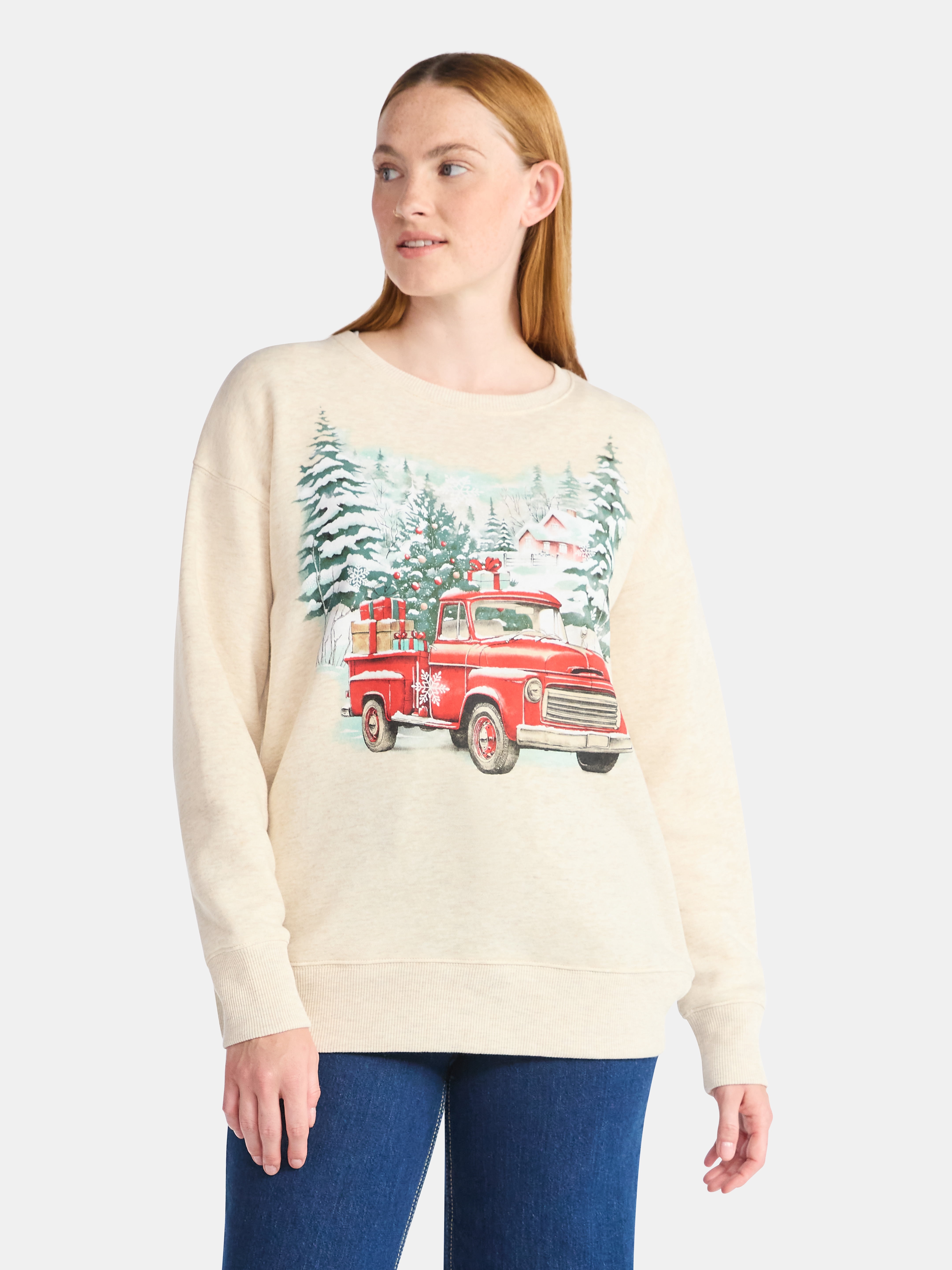 Women's Christmas Winter Cabin Graphic Fleece from Holiday Time, Sizes S-XXXL