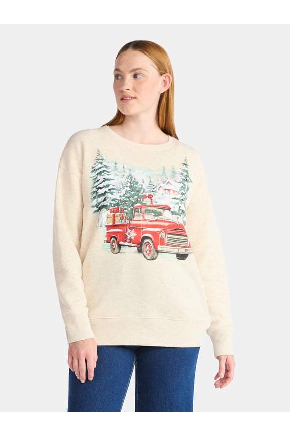 Women's Christmas Winter Cabin Graphic Fleece from Holiday Time, Sizes S-XXXL