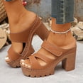 thumbnail image 1 of Women's Chunky Block Heel Mules Open Toe Platform Clogs for Women Casual Thick Sole Slip On Shoes Spring Summer Comfortable, 1 of 9